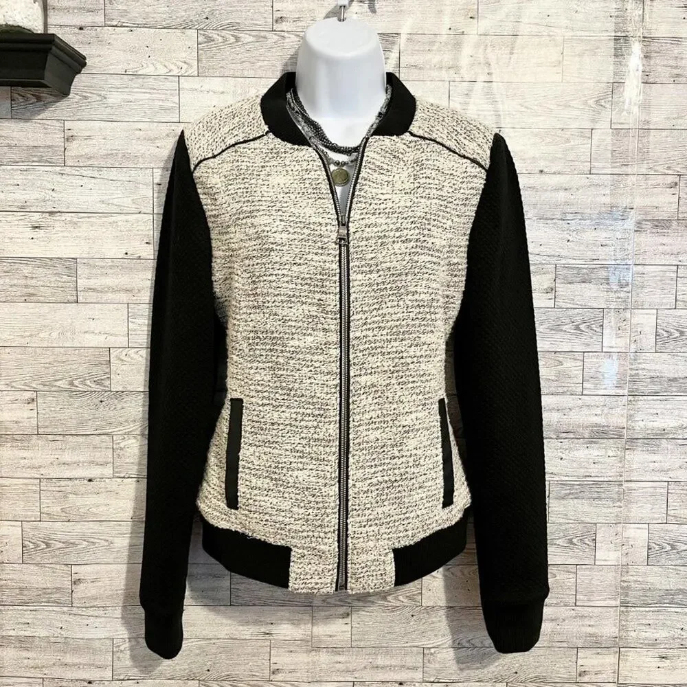 BANANA REPUBLIC FACTORY Baseball-Style Boucle Jacket, S